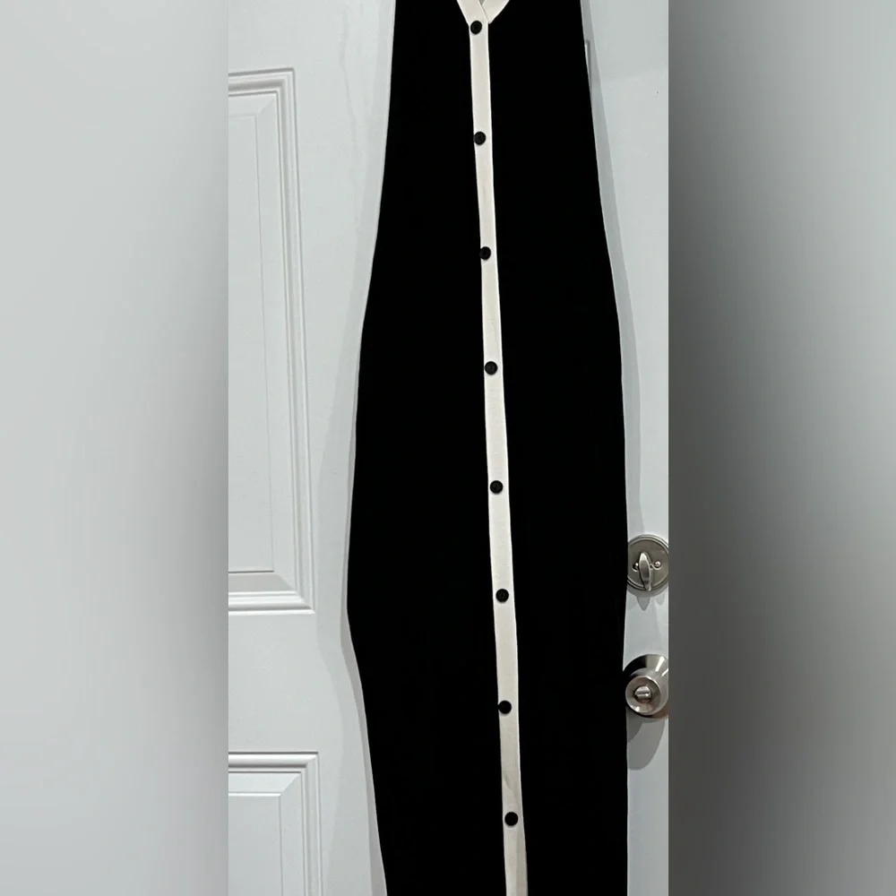 Fashion Nova Charlotte Sweater Black and White Buttoned Dress - Picture 3 of 10